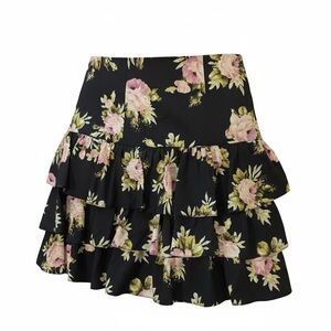 ASOS NWT black floral tiered skater skirt, size 8